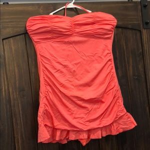 Coral one piece bathing suit